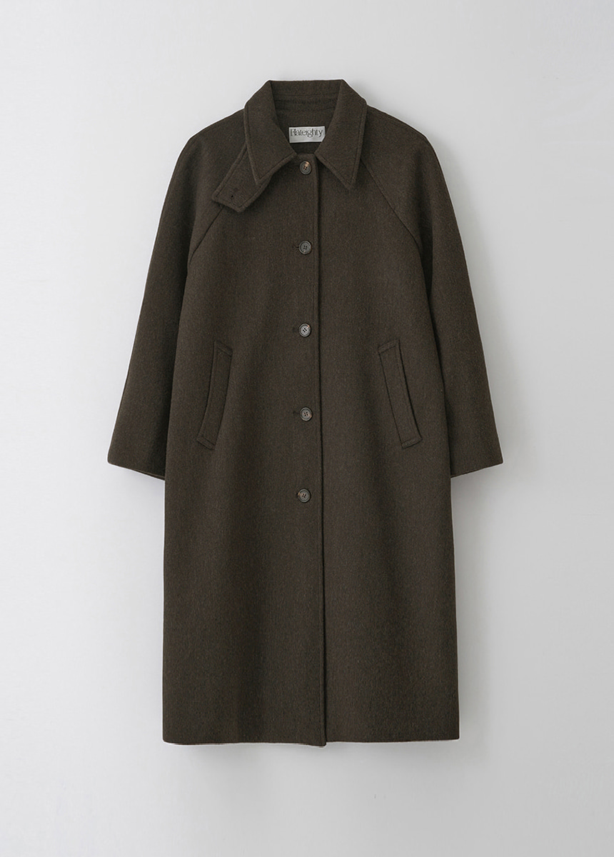 Wool Balmacaan Coat (Brown)